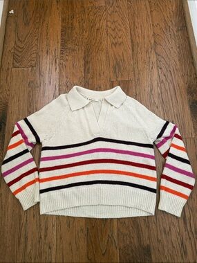 Marine Layer Women’s Cream Collared Stripe Pullover Sweater -Sz Small